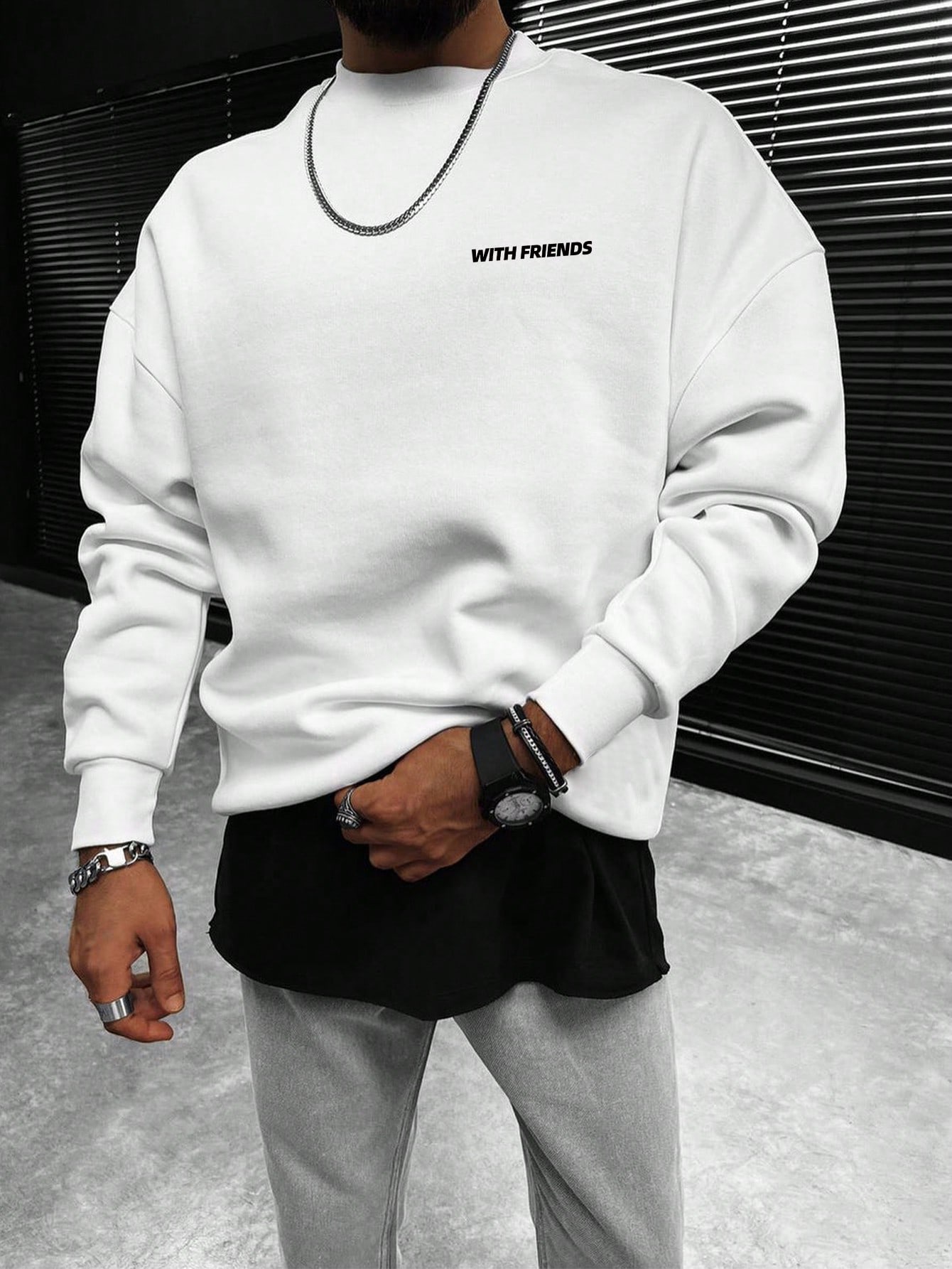 Men's Letter Print Casual Round Neck Sweatshirt For Autumn