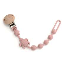1pc New Cute Silicone Sea Turtle Pacifier Clip, Wooden Clip Design, No Pacifier Included, Silicone Material, Pink, Yellow, Beige - Multicolor - View 14
