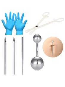 CIZME Piercing-set Für Alle Piercings, Einweg-12g 14g 16g 18g Piercing Nadeln Klemmen Mit Piercing-trichter Für Bauchnabel Nasen-septum Brustwarzen-zunge Augenbraue Lippen-piercing