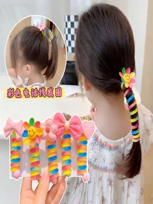 2 Pcs Kids Spiral Hair Scrunchie Set, High Ponytail Holder With Twisted Hair Tie.Models And Colors Alatorio - Nhiều màu - Xem 1