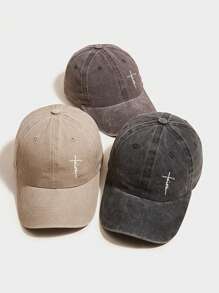 Faith Cross Printed Baseball Cap Solid Color Washed Distressed Casual Sports Hats Lightweight Adjustable Dad Hat For Women & Men