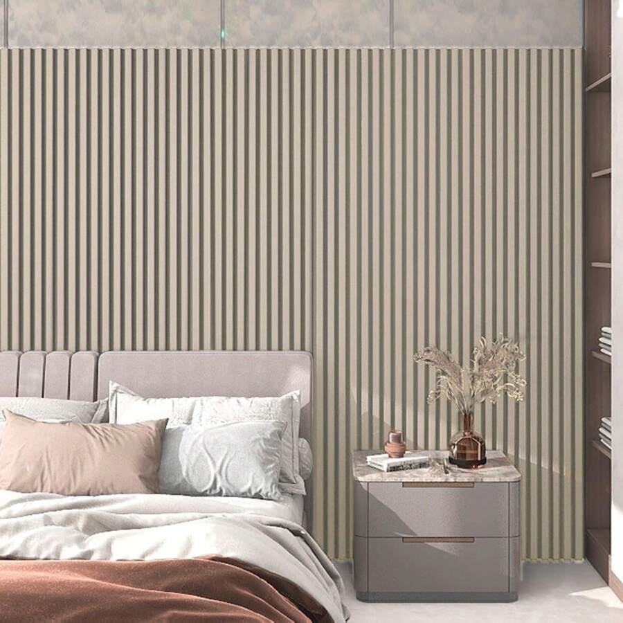 2 Pieces Acoustic Panels Set 3D Wall Cladding Wall Panels Made Of Real Wood Veneer Acoustic Panels Slatted Wall Wood Panels Wood Panels Acoustic Felt - 木質色 - 查看 1