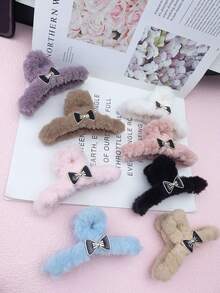 3 件装时尚女士蓬松发夹，秋冬季毛茸茸发饰，适合大头发，发爪夹，适合蓬松头发 - 彩色 - 查看 10