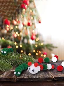 120-130 件混合装 10/20/30 毫米蓬松柔软绒球手工制作圣诞装饰 DIY 绒球毛毡球缝纫工艺用品 - Red Green White MIX - 查看 2