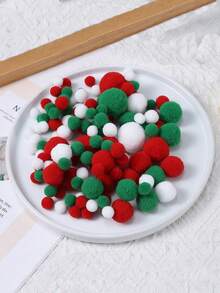 120-130 件混合装 10/20/30 毫米蓬松柔软绒球手工制作圣诞装饰 DIY 绒球毛毡球缝纫工艺用品 - Red Green White MIX - 查看 7