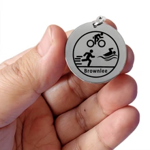 1 chiếc móc khóa bằng thép không gỉ khắc laser tùy chỉnh cho cuộc đua ba môn phối hợp/marathon, quà tặng lưu niệm cho câu lạc bộ những người đam mê thể thao, móc khóa ô tô/ví, phụ kiện Giáng sinh - Nhiều màu - Xem 6