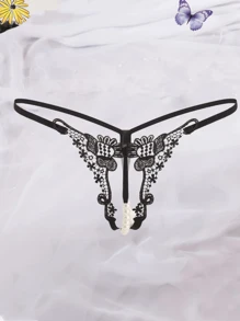 AB. 性感内衣内裤，时尚串珠性感开裆丁字裤，珍珠按摩刺绣镂空透明诱惑T恤，网红同款性感开裆丁字裤，时尚串珠珍珠按摩刺绣镂空透明诱惑T恤，简约性感内衣内裤，新款爆款显瘦浪漫诱人贴身必备单品，高端设计小众高品质舒适无束缚腰部，网红推荐夜店必备单品 - 黑色 - 查看 3