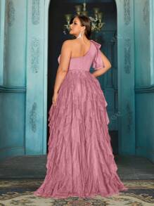 QOQ Stylowa Elegancka Damska Plus Size Formalna Suknia Letnia Wieczorowa Suknia Na Kolację Przyjęcie, Formalne Wydarzenia, Koktajlowe Przyjęcie, Urodziny Przyjęcia, Gala Jednolity Kolor Rozcięcie Asymetryczne Sukienki Na Szyję