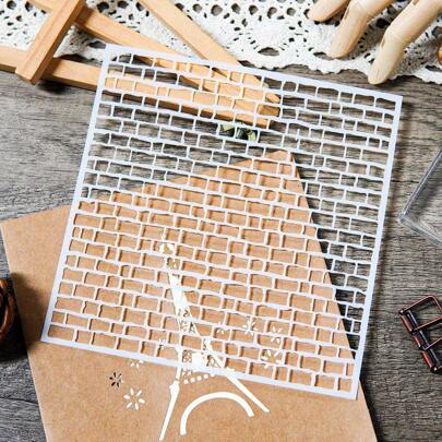 Creamy White Mini Brick Pattern Stencil For DIY Scrapbooking, Wall Decor, And Embossing - Arts & Crafts Template For Painting And Album Decoration