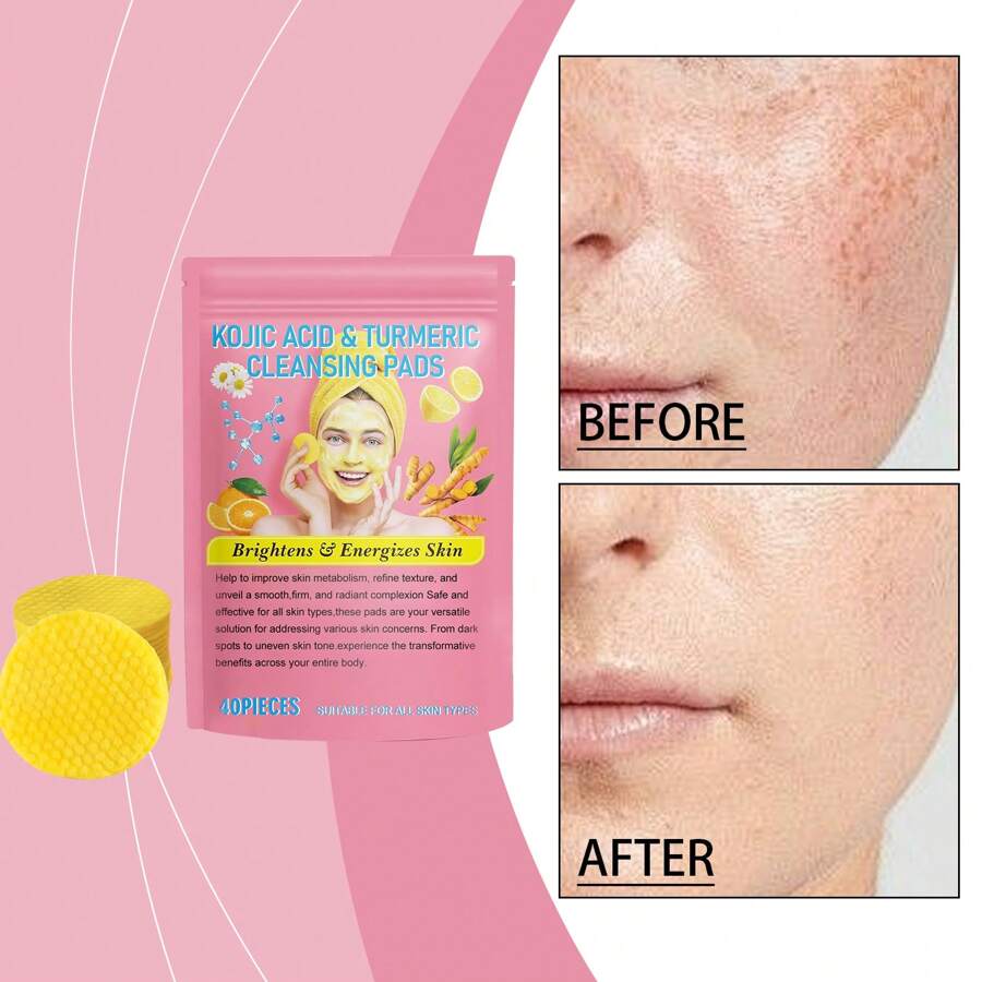 40 片装姜黄提取物清洁垫，温和日常护肤，滋养和提亮肌肤 - 薑黃曲酸清潔墊片 - 查看 1