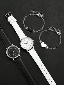 Set de 8 relojes de cuarzo casuales de moda con esfera numérica y pulsera con forma de corazón para mujeres, regalo de San Valentín