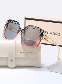 LINFEMAND Gafas decorativas de moda con lentes cuadrados degradados de colores multicolor de LINFEMAND, regalos elegantes para fiestas de verano, bodas y festivales, atuendo elegante para vacaciones de verano en la playa, al aire libre y viajes, con montura cuadrada oversize de estilo hueco