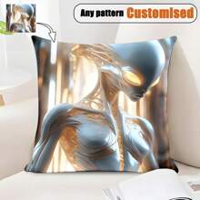 1pc Customizable Square Throw Pillow Cover (Without Pillow Insert), Soft And Elastic, Suitable For Living Room, Bedroom, Can Be Customized With Photos, Pets, And Other Designs