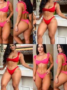 Kit 2 Half Cup Bikinis With Underwire And Padded Bra - 黑色 - 查看 4