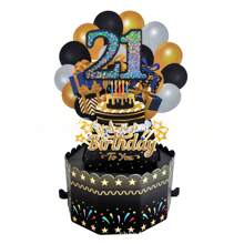 1 张 16/18/20/21/30/40/50/60/70/80 岁烫金生日贺卡、弹出式 3D 蛋糕和气球生日贺卡、圣诞节 - 彩色 - 查看 4