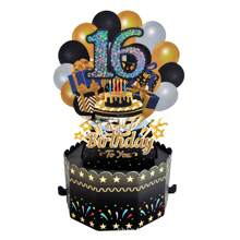 1 张 16/18/20/21/30/40/50/60/70/80 岁烫金生日贺卡、弹出式 3D 蛋糕和气球生日贺卡、圣诞节 - 彩色 - 查看 7