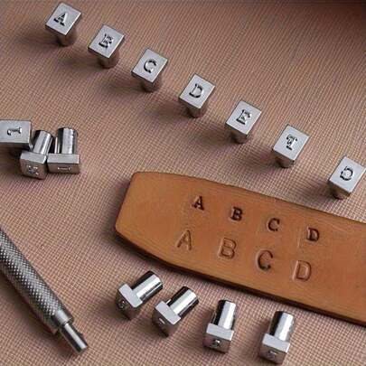 1 Set de Kit Premium de Estampado - Herramienta de Estampado para Manualidades DIY, Grabado, Fabricación de Sillas de Montar, Estuches, Bolsas y Superficies con Sello de Letras y Números - Ideal para Principiantes y Profesionales