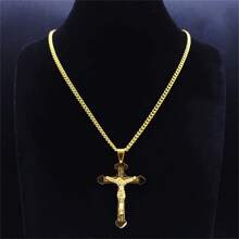 基督教圣经不锈钢金/银耶稣长项链男/女项链吊坠宗教珠宝男士女士时尚配饰情侣礼物 - 項鍊 - 查看 5