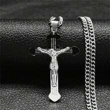 基督教圣经不锈钢金/银耶稣长项链男/女项链吊坠宗教珠宝男士女士时尚配饰情侣礼物 - 項鍊 - 查看 2