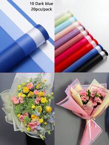 20 tờ/gói giấy gói hoa có viền nhiều màu, mờ và không thấm nước - Xanh đậm - Xem 12