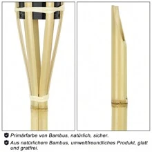 Froadp 12 Pack Outdoor Garden Torches Bamboo With Fuel Wick And Metal Oil Storage Tank Path Oil Lamp For Parties Pathway Lighting (Ø5.5x90cm) - Black - View 5