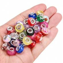 30pcs 9*14mm 9 Style Assortment Colorful Mixed Resin European Large Hole Beads Spacer Beads Rhinestone Craft Beads For DIY Charms Necklace Bracelet Jewelry Making Pen Bead - Multicolor - View 3