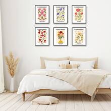 6 bức tranh tường chợ hoa Canvas in tường trang trí hoa tường cổ điển hình ảnh hoa đầy màu sắc nghệ thuật in tường áp phích cổ điển cho phòng thẩm mỹ Boho trang trí phòng ngủ không có khung - Nhiều màu - Xem 4