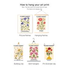 6 bức tranh tường chợ hoa Canvas in tường trang trí hoa tường cổ điển hình ảnh hoa đầy màu sắc nghệ thuật in tường áp phích cổ điển cho phòng thẩm mỹ Boho trang trí phòng ngủ không có khung - Nhiều màu - Xem 6