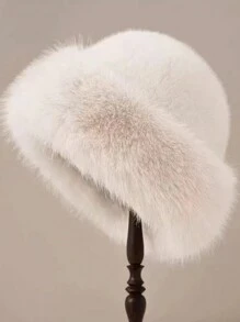 1 pièce/paquet Chapeau mongol épais unisexe 2024 nouveau, chapeau d'oreille en fausse fourrure de vison doux et chaud, multicolore, à la mode, coupe-vent, design mignon, convient pour l'automne et l'hiver
