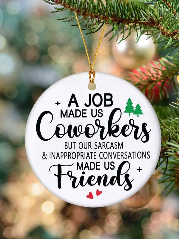 1 pièce "Un travail nous a fait collègues mais des conversations, des amis" Décoration d'accueil ronde en acrylique, ornement suspendu en forme d'arbre, décoration suspendue pour fenêtre, cheminée, jardin, cadeau pour les collègues, décoration de maison, décoration de chambre, décoration murale