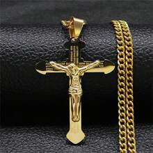 基督教圣经不锈钢金/银耶稣长项链男/女项链吊坠宗教珠宝男士女士时尚配饰情侣礼物 - 項鍊 - 查看 12