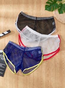 3 pares de calzoncillos multicolor de hombre con diseño de triángulos y malla calada, sexy - Multicolor - Ver 2