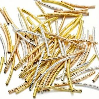 20 件 30 毫米纹理弯螺纹短空心管、DIY 项链和手链手工珠宝配件