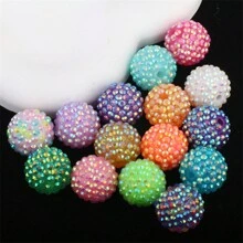 10pcs Assorted Colors 14mm/16mm/18mm/20mm Full Drill Rhinestone Beads, For DIY Bracelets,Keychain, Pendant, Earrings