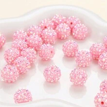 10pcs Assorted Colors 14mm/16mm/18mm/20mm Full Drill Rhinestone Beads, For DIY Bracelets,Keychain, Pendant, Earrings