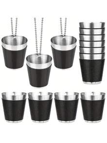 1 件 1.01 盎司不锈钢黑色酒杯，带链，可重复使用威士忌酒杯，金属杯，用于悬挂婚礼派对狂欢派对、派对用品、饮具配件促销 - 彩色 - 查看 16