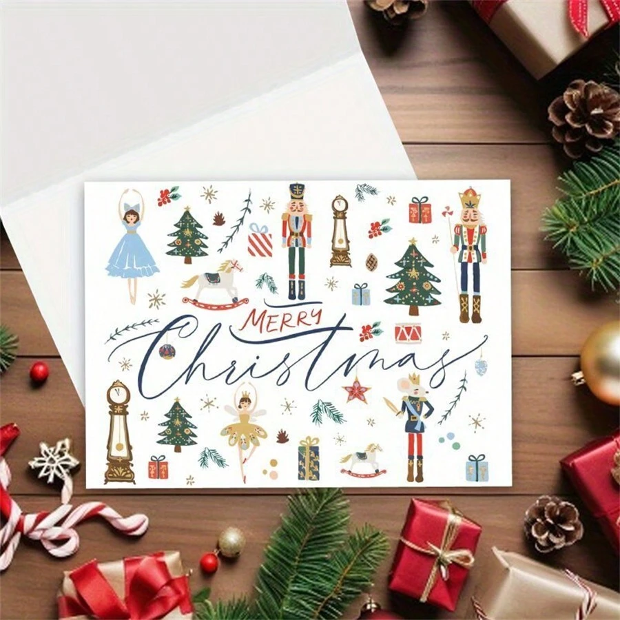 1PC Lời chúc mừng lễ hội múa ba lê Kẹp hạt dẻ cho Giáng sinh, sinh nhật và năm mới - Thiệp Giáng sinh vui nhộn cho chồng, Quà tặng Giáng sinh cho bạn trai, Đồ trang trí Giáng sinh vui vẻ - Nhiều màu - Xem 1