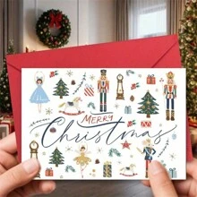 1PC Lời chúc mừng lễ hội múa ba lê Kẹp hạt dẻ cho Giáng sinh, sinh nhật và năm mới - Thiệp Giáng sinh vui nhộn cho chồng, Quà tặng Giáng sinh cho bạn trai, Đồ trang trí Giáng sinh vui vẻ - Nhiều màu - Xem 2