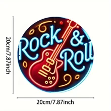 1 chiếc đàn guitar Rock đèn neon bằng gỗ trang trí tường, 20,32x20,32cm, nghệ thuật gỗ treo tường, biển báo trang trí Giáng sinh/năm mới, quà tặng Giáng sinh/năm mới, thích hợp cho phòng, nhà bếp, ngày lễ, sân vườn, nhà để xe, trang trí văn phòng, bền và dễ bảo trì, độ chính xác màu cao, chi tiết tinh xảo, dụng cụ và đồ dùng thủ công - Nhiều màu - Xem 2