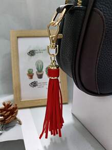 1pc New Fashionable Personalized Leather Tassel Metal Bag Charm Keychain, Suitable For Daily Wear, Bag Accessory, Car Key Chain Decor, Suitable As Gift For Family, Friends, Classmates, Couples, Birthday, Teachers, Souvenir - Multicolor - View 7
