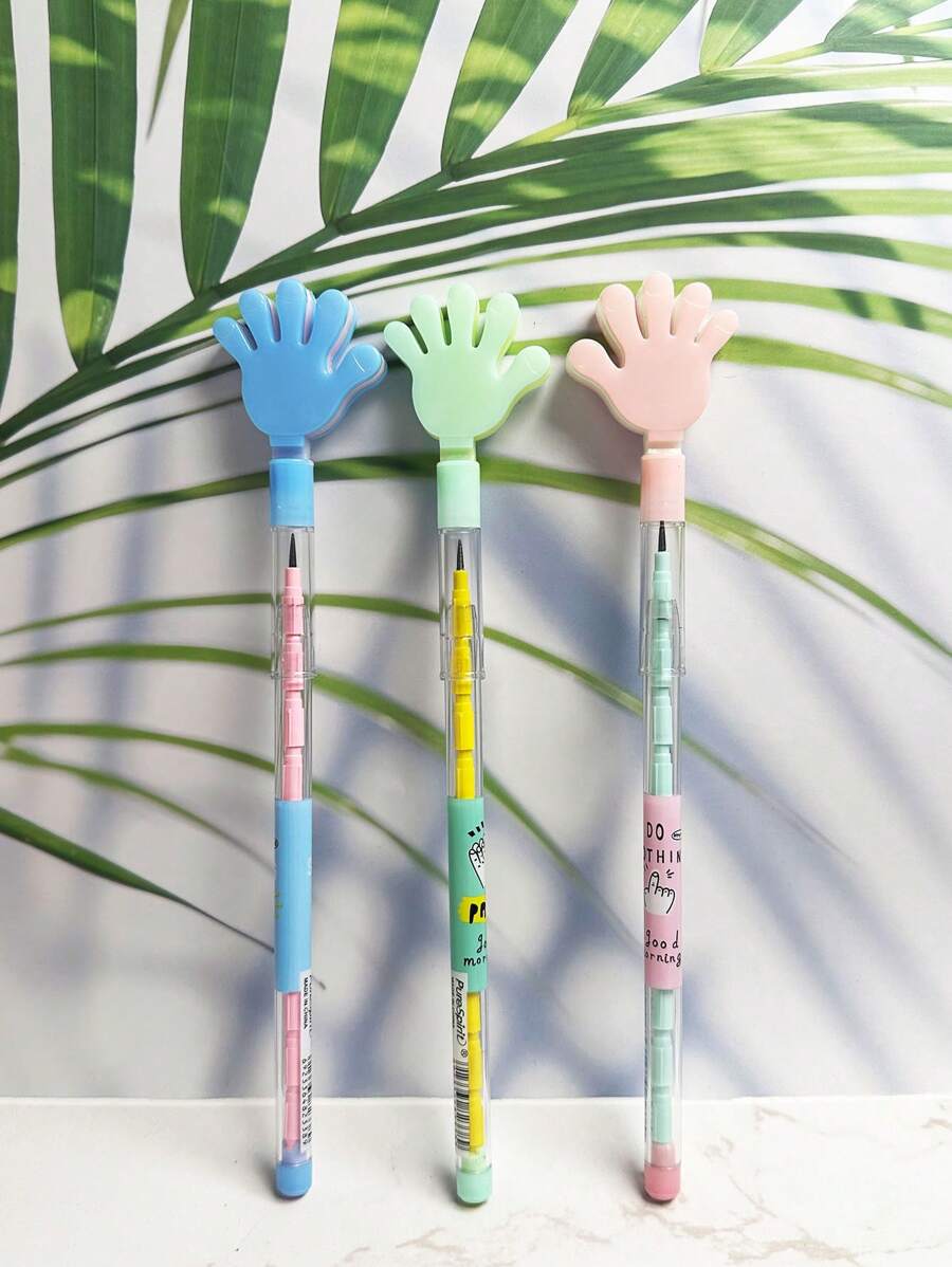 3款新奇创意可爱减压拍手形铅笔，握感舒适，实用美观，学生不用削铅笔就能写字，学校奖励小礼物 - 彩色 - 查看 1