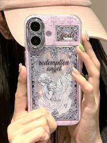 苹果基督教手机壳复古欧洲丘比特天使手机壳兼容 iPhone 16 15 14 13 12 Pro Max 11 INS 闪光镜头保护套奢华极光激光壳 - 女天使 - 查看 3