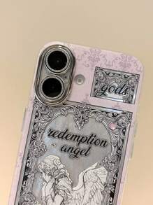 苹果基督教手机壳复古欧洲丘比特天使手机壳兼容 iPhone 16 15 14 13 12 Pro Max 11 INS 闪光镜头保护套奢华极光激光壳 - 女天使 - 查看 5