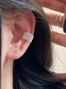 Sterling Silver Ear Cuff, Vintage Ballet-Inspired Hollow Filigree Design, No Piercing Required, Cute And Versatile For Ear Cartilage