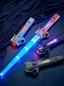 1 Conjunto Decoração de Natal Brinquedo para Crianças Espada a Laser, Espada Retrátil Legal com Luz Brilhante para Meninos, Bastão Luminoso para Meninos - Prata - Visão 2