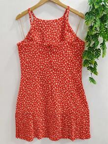 Women's Floral Dress - Màu Hồng Tươi - Xem 2