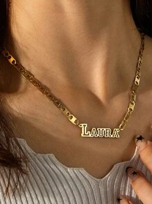 1PC Stainless Steel Hollow Letter Necklace DIY Personalized Simple Japanese Character Chain Necklace Bracelet Accessory Production Customizable Name Simple Daily Style, Products Include Gift Boxes, Valentine's Day Gifts, Birthday Gifts, Mother's Day Gifts, Daily Gifts Valentines