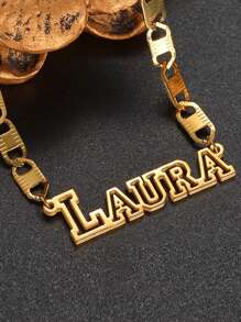 1PC Stainless Steel Hollow Letter Necklace DIY Personalized Simple Japanese Character Chain Necklace Bracelet Accessory Production Customizable Name Simple Daily Style, Products Include Gift Boxes, Valentine's Day Gifts, Birthday Gifts, Mother's Day Gifts, Daily Gifts Valentines