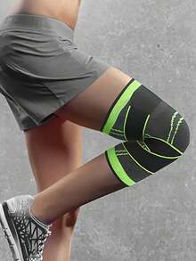 1pc Breathable Sports Knee Pads For Running, Cycling, And Outdoor Fitness - Adjustable Straps For Non-Slip Support And Comfort - Green - View 6
