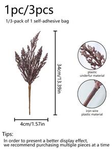1 件/3 件人造迷你芦苇茎（不含花瓶） - 圣诞氛围 DIY 花瓶填充装饰、感恩节、万圣节、丰收节元素装饰，适用于家庭、客厅、桌面 - 棕色 - 查看 3